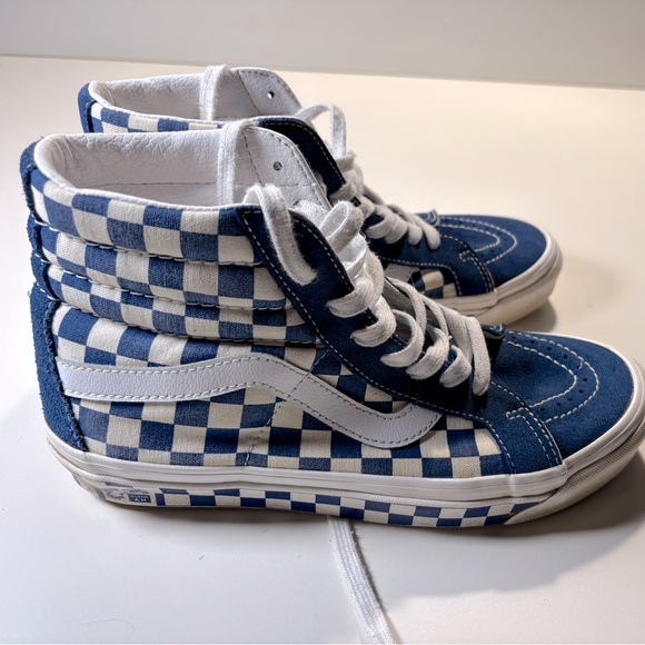 Vans Blue Checkered High-Top Sneakers - Picture 1 of 5